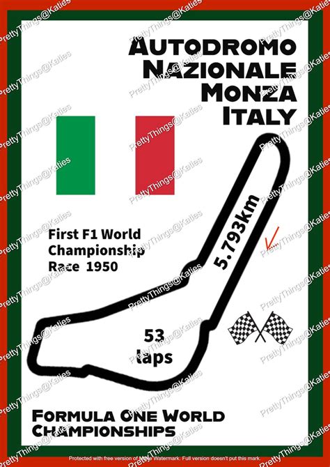 Monza F1 Track Formula One World Championship Grand Prix - Etsy