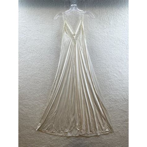 Flair Intimates Sleepwear 6s Vintage Flair Ivory White Satin Nylon Lace Lingerie Negligee