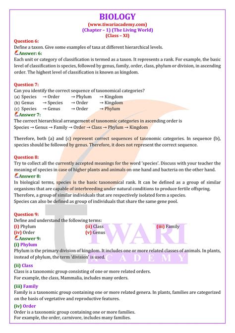 NCERT Solutions for Class 11 Biology Chapter 1 The Living World