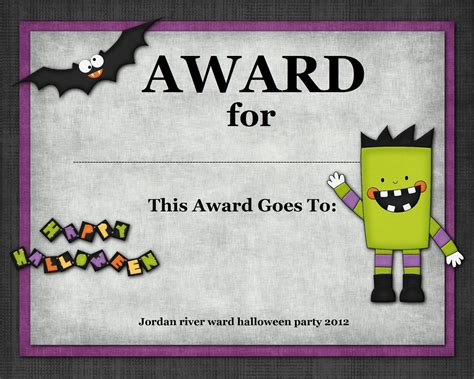 Halloween Costume Contest Certificate Templates