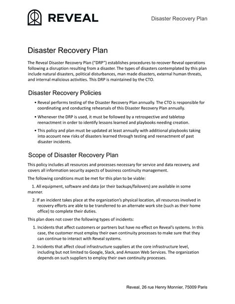 Disaster Recovery Plans Template - prntbl.concejomunicipaldechinu.gov.co
