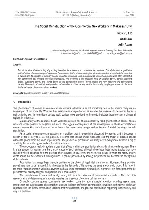 PDF The Social Construction Of The Commercial Sex Workers In Makassar City