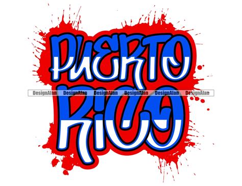 Puerto Rico Rican Flag Text Paint Splash Splatter Text Quote Spanish