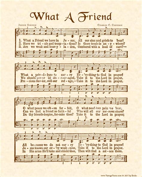 Antique Hymn Sheet Music With Lyrics Vintage Look Wall Art On Natural
