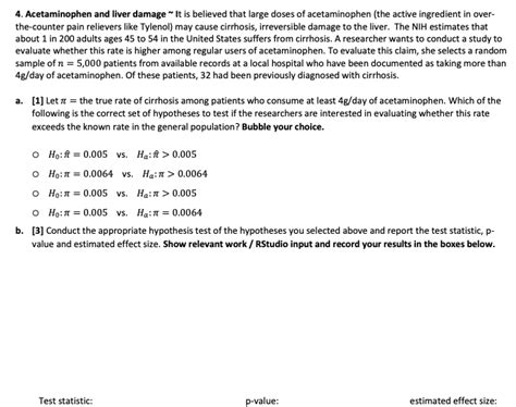 Solved 4. Acetaminophen and liver damage It is believed that | Chegg.com