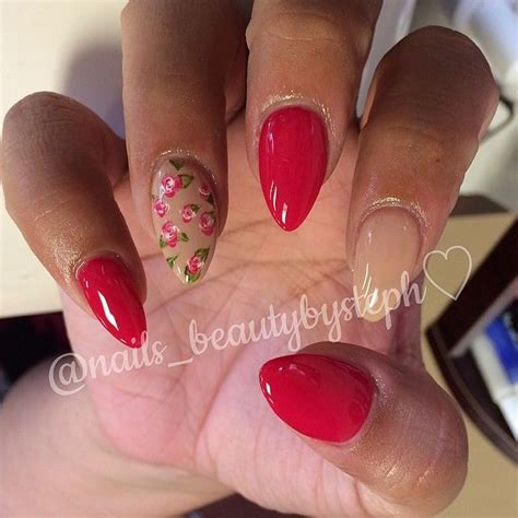 RED NUDE AND FLOWER DESIGN SUPER CUTE Nails Beautiful Nail Designs Red Nails