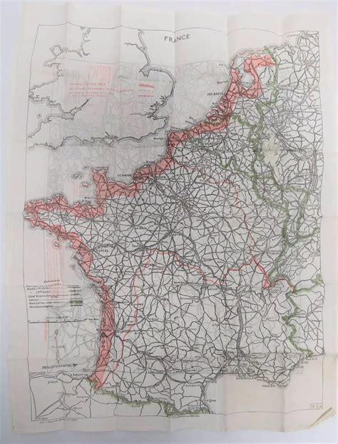 World War 2 Double Sided Silk Escape Map of France and Germany in Maps