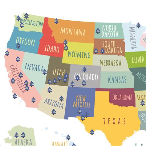 National Parks Map Printable Printable Word Searches