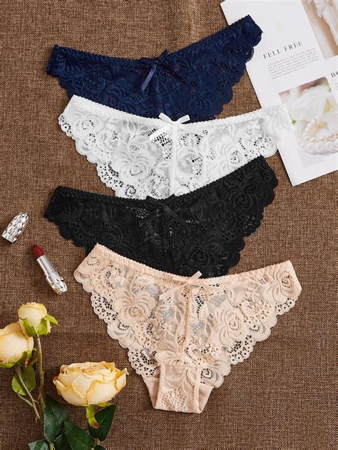 Shein Underwear Sleepwear Basics Pack Floral Lace Panty Set Lingerie SHEIN Singapore