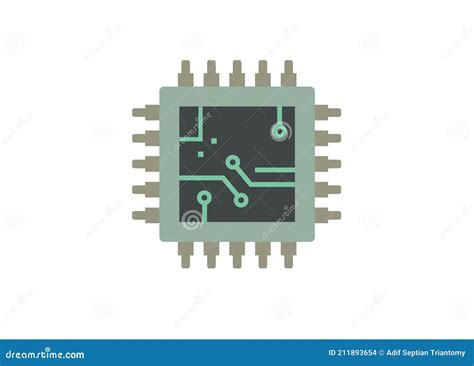 computer processor simple flat illustration stock vector