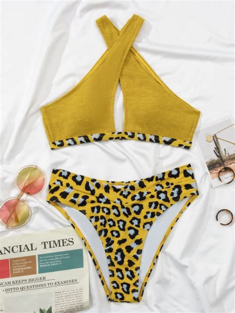 Mai Bikini Leopardo Cruzado Shein Brasil