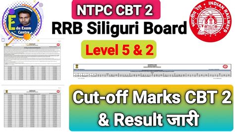 Ntpc Cbt Siliguri Board Level Cut Off Marks Result Rrb