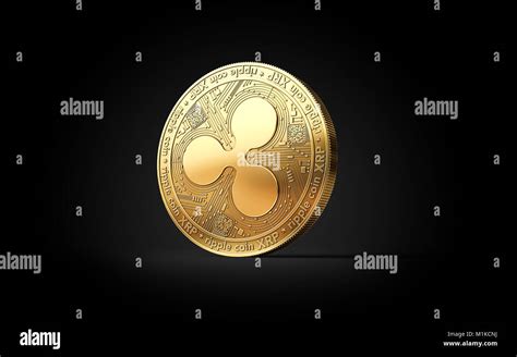 Golden Ripple Xrp Cryptocurrency Coin Isolated On Black Background 3d