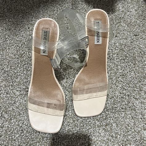 Steve Madden Nude Clear Heels Size Worn Once To Depop