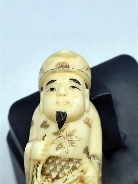 NETSUKE JAPONIA KOŚĆ OKIMONO ANTYK SYGNOWANA 11826473994 oficjalne