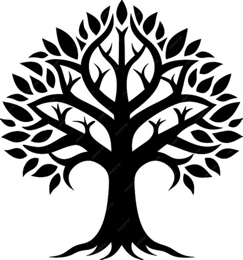 Black Yggdrasil Stencil Norse Tree Of Life Premium Ai Generated Psd