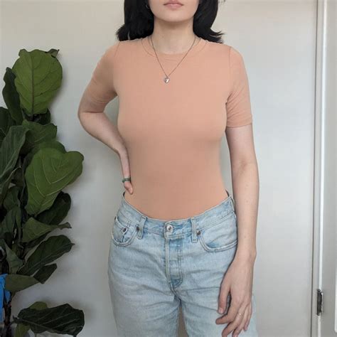 Nude Bodysuit Thong Cut No Tag Fits Like Small Depop