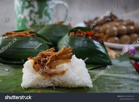 nasi angkringan nasi kucing traditional food stock photo