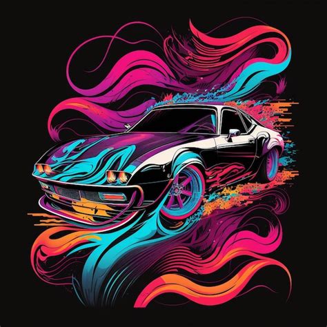 Un Dibujo Colorido De Un Auto Con La Palabra Hot Wheels Foto Premium