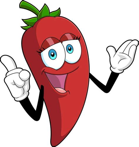 Happy Hot Chili Pepper Cartoon Character Pointing Vector Hand Drawn Illustration 36892175