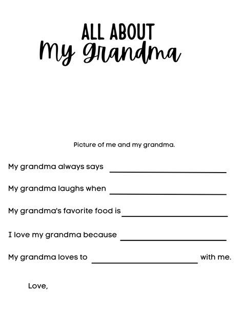 All About Grandma Printable