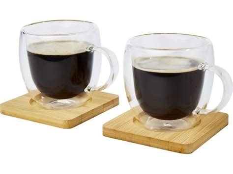 Стеклянный стакан «Manti» с двойными стенками и подставкой, 250 мл, 2 ...