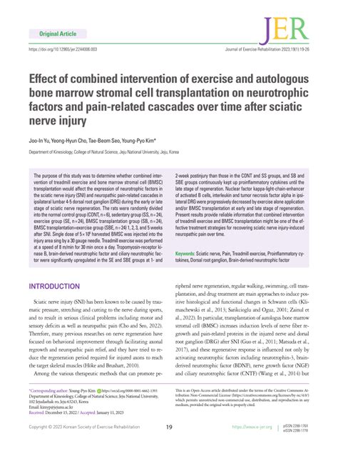 Pdf Effect Of Combined Intervention Of Exercise And Autologous Bone Marrow Stromal Cell