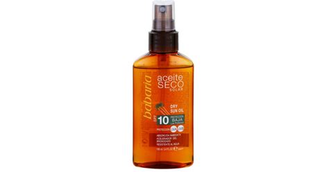 Babaria Sun Aceite Solar óleo seco solar SPF 10 notino pt