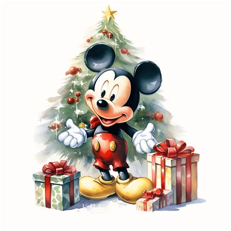 Mickey Mouse Png Christmas Watercolor Png Christmas Clipart Bundle