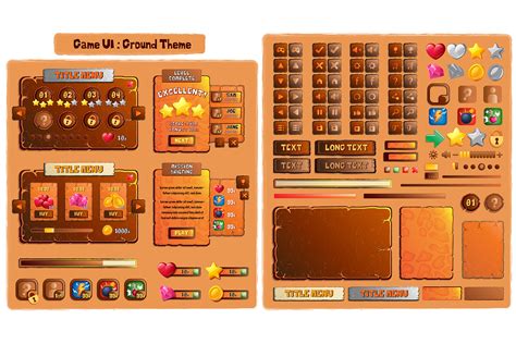 Game Ui Pack Ground Theme 2d Gui Unity Asset Store