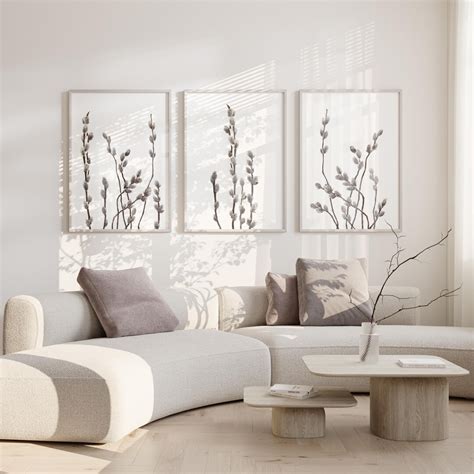 Printable Watercolor Pussy Willow Set Of Watercolor Pussy Willow Branches Printable Set Of