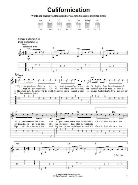 Red Hot Chili Peppers Californication Sheet Music Notes Chords Red Hot Chili Peppers Guitar