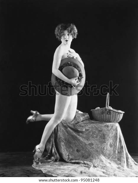 Portrait Nude Woman Covering Hat Stock Photo 95081248 Shutterstock