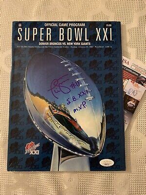 Phil Simms Signed Super Bowl XXI Program New York Giants JSA