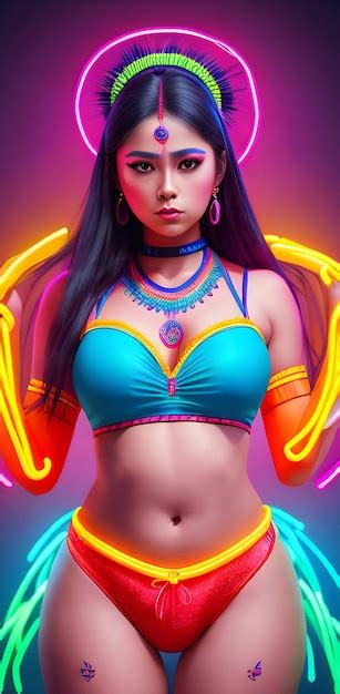 Premium AI Image Beautiful Asian Woman In Colorful Bikini