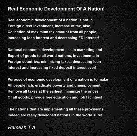 Real Economic Development Of A Nation Poem By Ramesh T A Poem Hunter