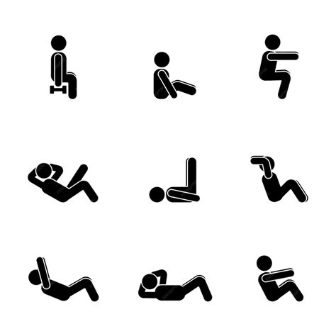 Premium Vector | Exercises body workout stretching man stick figure