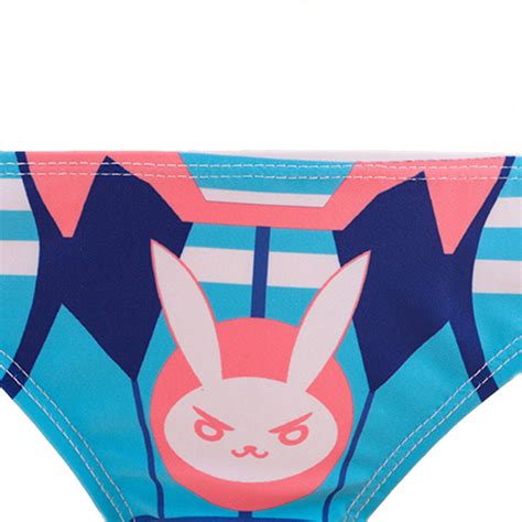 Sexy Cute Micro Bikini D Va Costumes Japanese Anime Bra And Panty Set Cosplay Thong Blue