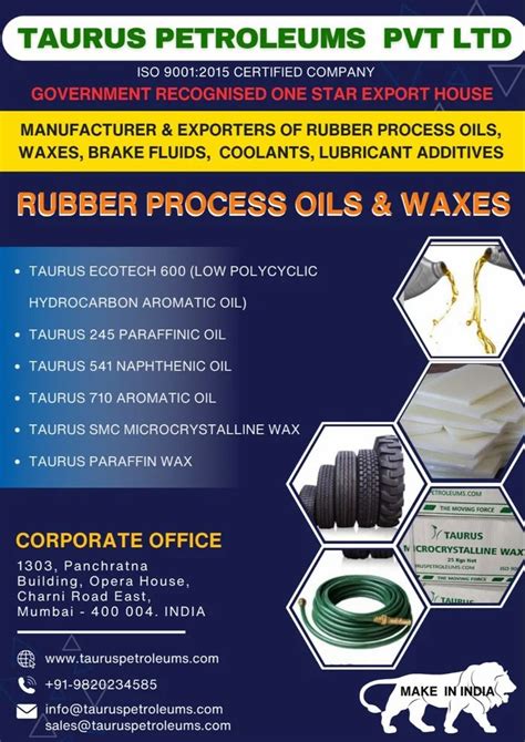 Taurus Aromatic Oil Rubber Process Oil For Industrial Packaging