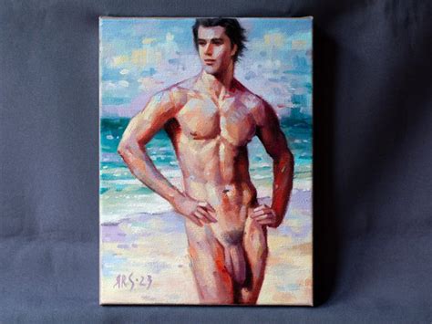 NAKED MAN BY THE SEA Oil Painting Yaroslav Sobol Artfinder