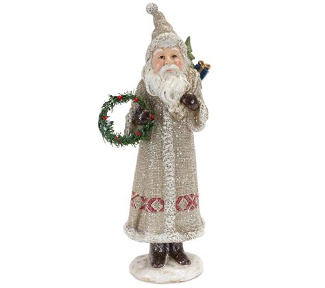 Melrose Silver Santa Figurine Wpine Accent S
