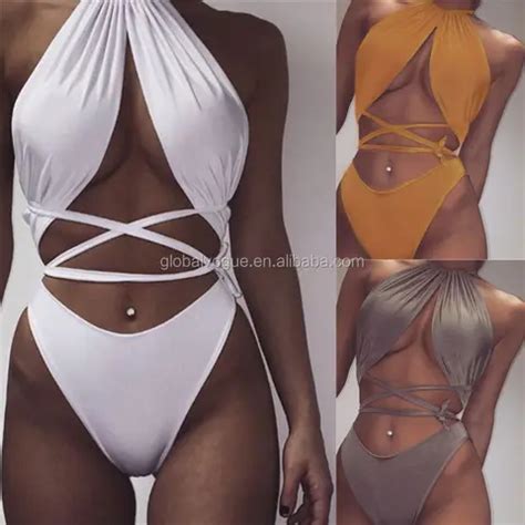 2020 One Piece Backless Sexy Solid Color Swimsuit Bikini Alibaba