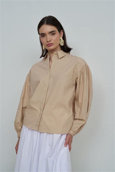 Balon Kol Detayli Popl N G Mlek Nude