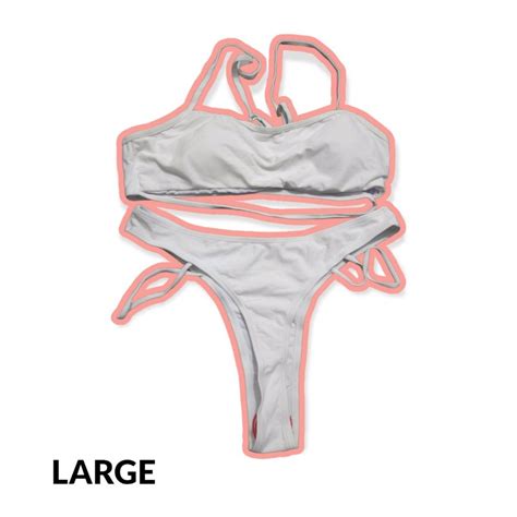 Large White High Waist Piece Bikini On Carousell