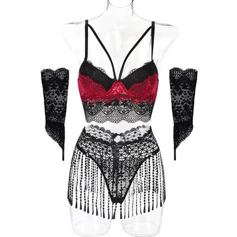 Women Sexy Lingerie Set Garter Belt With Stocking And Lace Fournisseur Lingeries Fine En Gros