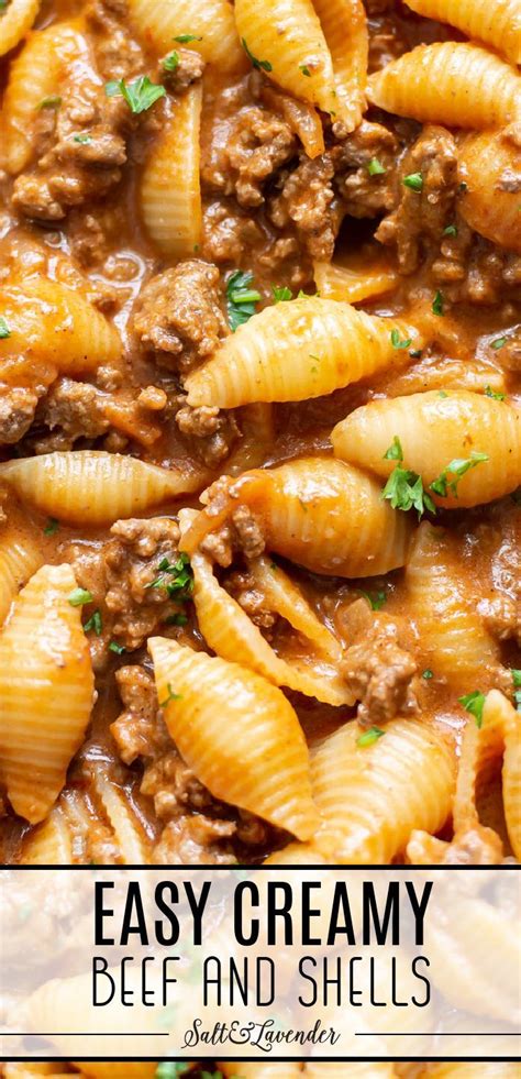 Creamy Beef and Shells | Beef casserole recipes, Beef pasta recipes