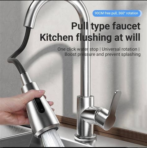 Stainless Steel Kitchen Faucet Hot Cold Sus Furniture Home Living Bathroom Kitchen