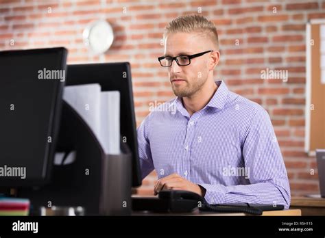 Businessman Using Computer Stock Photo Alamy