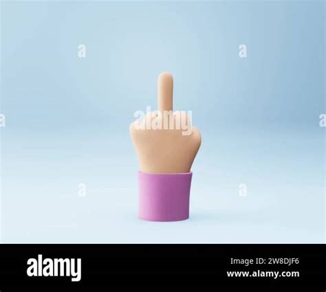 Cartoon Style Hand With Middle Finger Gesture Fuck You Sign 3d Render Aggressive Gesture For