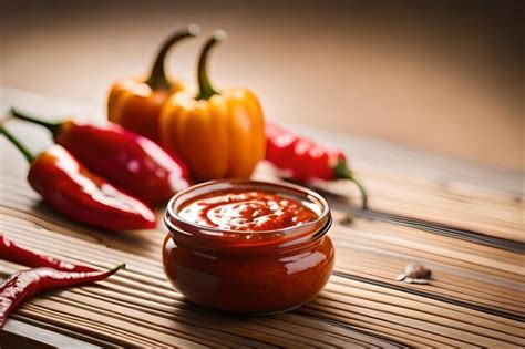 Premium Photo A Jar Of Hot Sauce With A Jar Of Hot Sauce Next To It